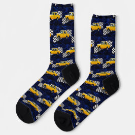 gelbes Auto Muster Socken