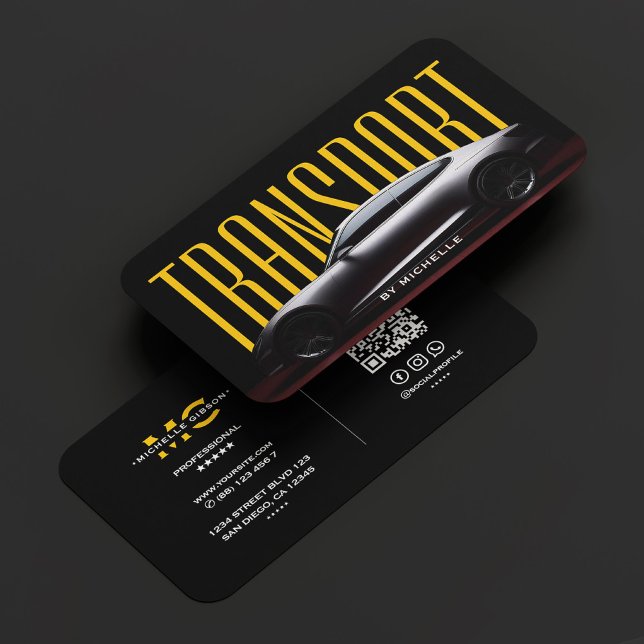 Gelbes Auto Visitenkarte (Transport Car Driver Auto care Modern Black Business Card
)