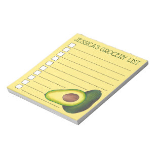 Gelbes Avocado Personalisiertes Lebensmittelgeschä Notizblock