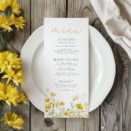 Gelbes Baby in Blütenblütendusche Wildblume Menükarte