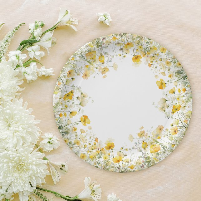 Gelbes Baby in Blütenblütendusche Wildblume Pappteller (Von Creator hochgeladen)