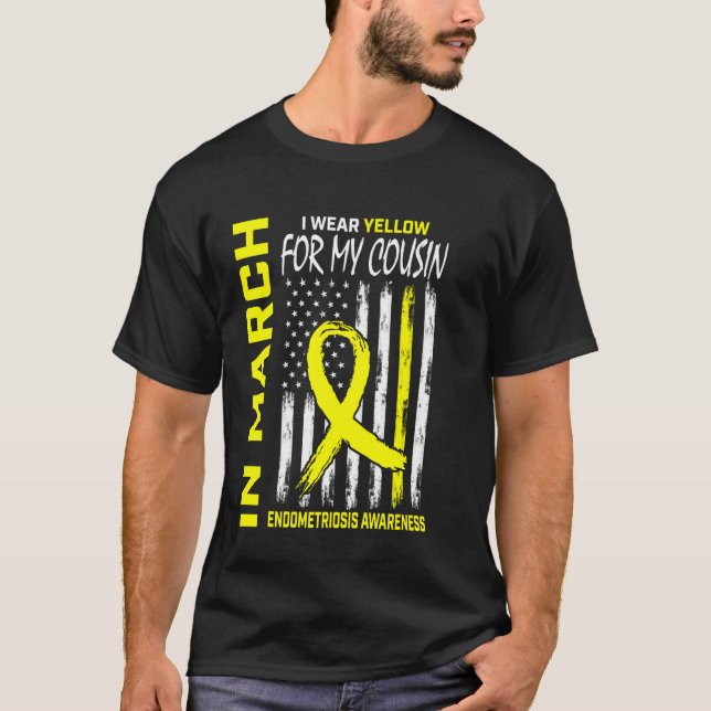 Gelbes Band Endometriose-Bewusstsein Cousin Ameri T-Shirt (Vorderseite)