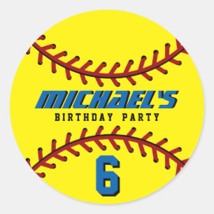 Gelbes Baseball-Aufkleber-Sportsystem Kindergeburt Runder Aufkleber