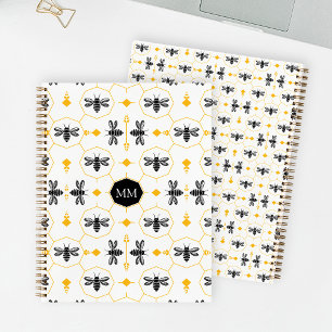Gelbes Bienen-Monogramm-Notizbuch für ihre To-Do-L Notizbuch