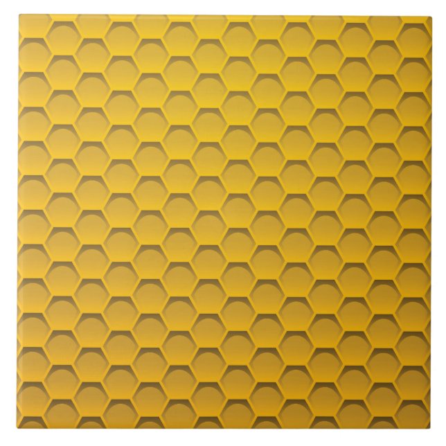 Gelbes Bienenwaben-Muster Fliese (Vorderseite)