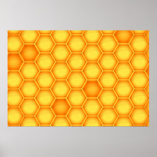Gelbes Bienenwaben-Muster Poster
