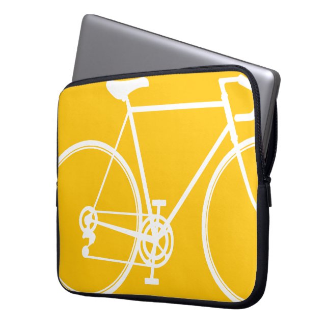 Gelbes Bike-Design Laptop-Sieb Laptopschutzhülle (Vorderseite Links)