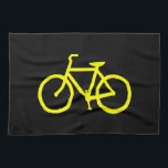 Gelbes Bike Geschirrtuch<br><div class="desc">Einfaches Radsymbol in schwarz und gelb. Wenn Sie eine Textnachricht hinzufügen möchten,  versuchen Sie den Code FFFF00 für den Farbwert.</div>