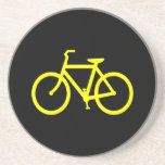 Gelbes Bike Getränkeuntersetzer<br><div class="desc">Einfaches Radsymbol in schwarz und gelb. Wenn Sie eine Textnachricht hinzufügen möchten,  versuchen Sie den Code FFFF00 für den Farbwert.</div>