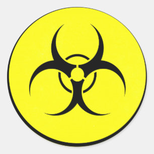 Gelbes Bio-Hazard-Logo Runder Aufkleber