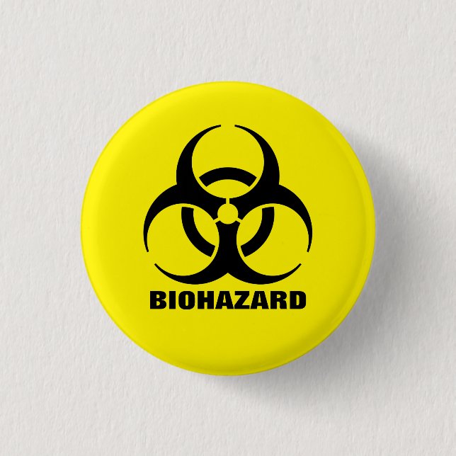 Gelbes Biogefährdung-Symbol-Warnzeichen Button (Vorderseite)