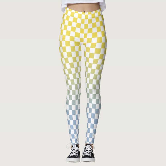 Gelbes bis hellblaues Leuchtmuster Leggings (Vorderseite)