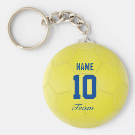 Gelbes blaues Fußballteam Personalisierter Name Schlüsselanhänger