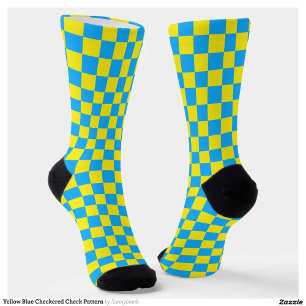 Gelbes blaues Schachbrettmuster für Karos Socken