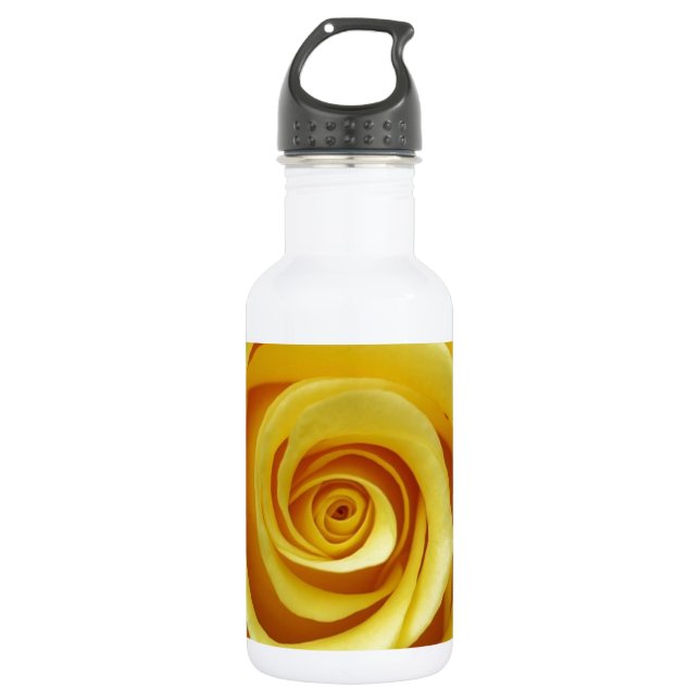 Gelbes Blumen Edelstahlflasche (Vorderseite)