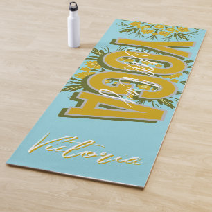 Gelbes Blumendesign Personalisierte Namens-Yogamat Yogamatte