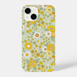 Gelbes Blumengartenmuster iPhone 14 Hülle
