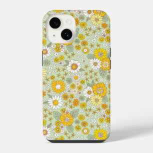 Gelbes Blumengartenmuster iPhone 14 Hülle