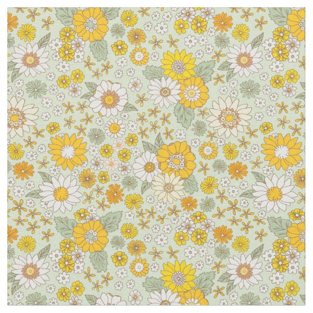 Gelbes Blumengartenmuster Stoff (Nahaufnahme)