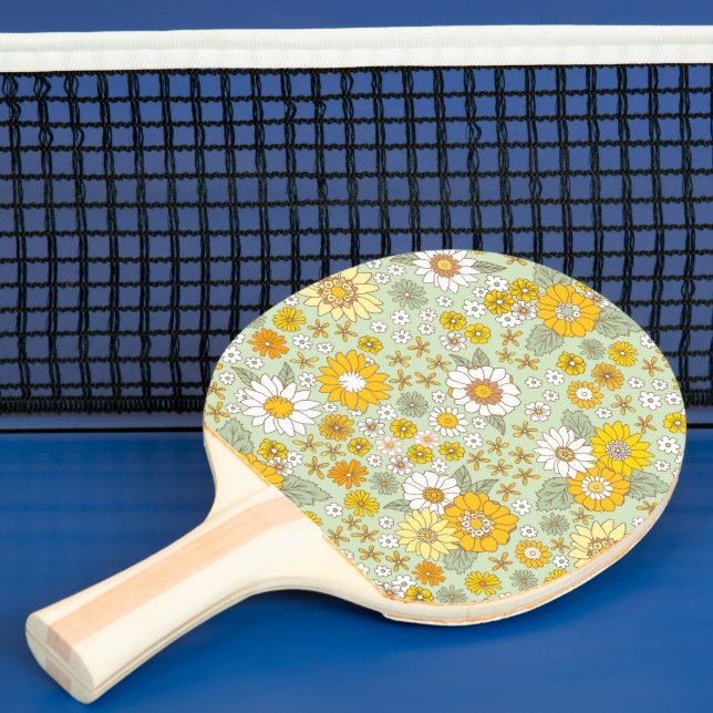 Gelbes Blumengartenmuster Tischtennis Schläger (InSitu)