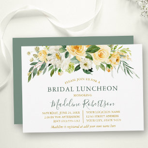 Gelbes Blumengebäck Gold Bridal Mittagessen Einladung