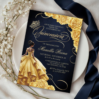 Gelbes Blumenkleid Quinceañera Einladung