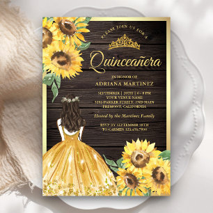 Gelbes Blumenkleid Sonnenblumen Quinceanera Einladung