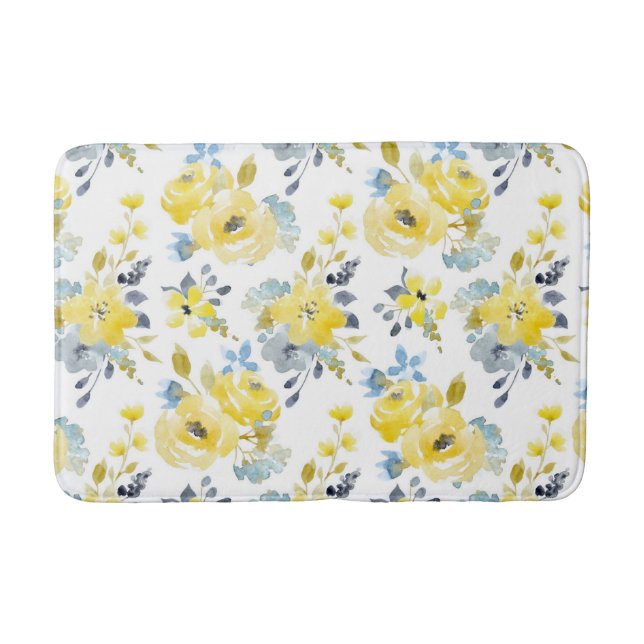 Gelbes Blumenmuster Badematte (Vorderseite)