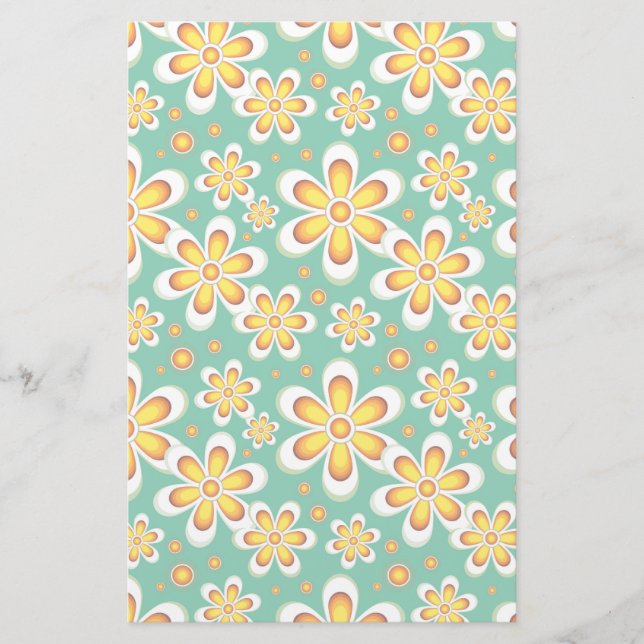 Gelbes Blumenmuster Briefpapier (Vorderseite)