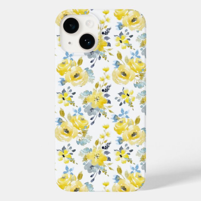 Gelbes Blumenmuster Case-Mate iPhone 14 Hülle (Rückseite)