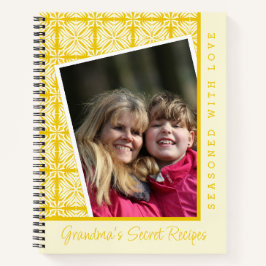 Gelbes Blumenmuster Custom Foto Oma Rezept Notizbuch