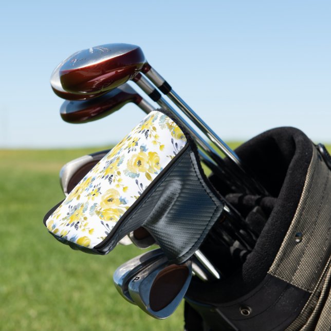Gelbes Blumenmuster Golf Headcover (In Situ)