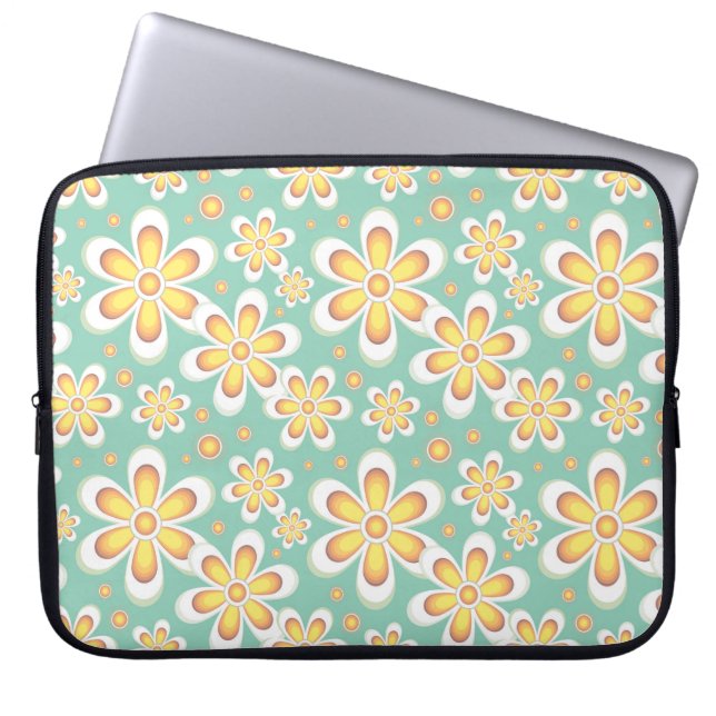 Gelbes Blumenmuster Laptopschutzhülle (Vorderseite)