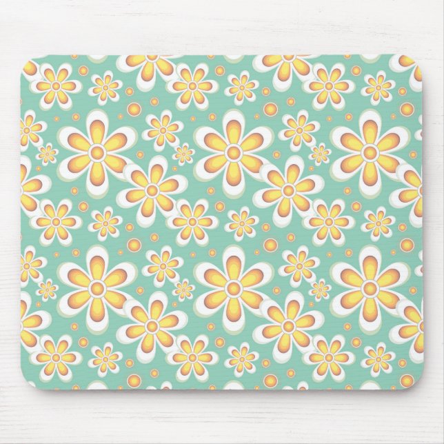 Gelbes Blumenmuster Mousepad (Vorne)