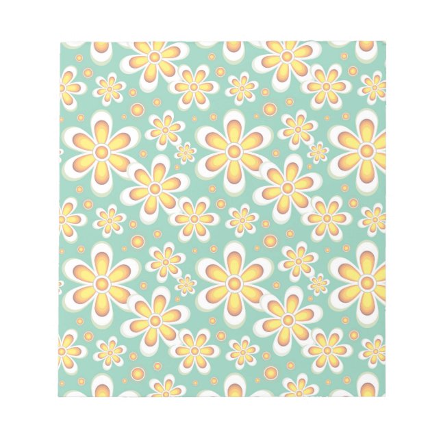 Gelbes Blumenmuster Notizblock (Vorderseite)