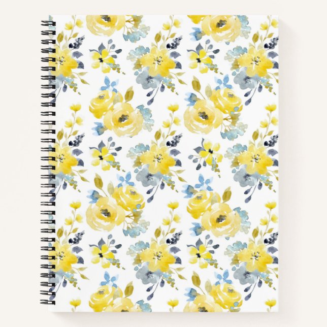 Gelbes Blumenmuster Notizbuch (Vorderseite)