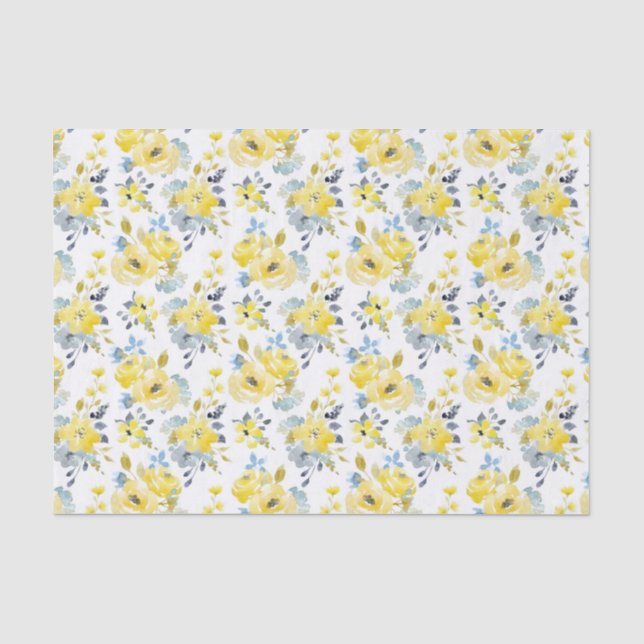 Gelbes Blumenmuster Seidenpapier (Vorderseite)