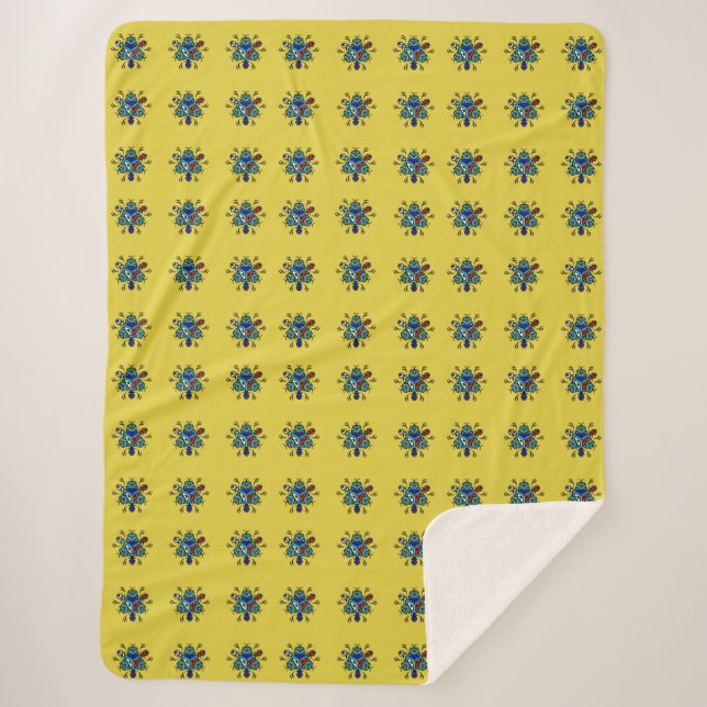 Gelbes Blumenmuster Sherpadecke (Vorderseite)