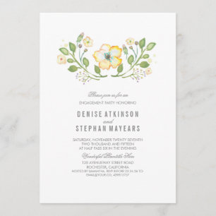 Gelbes Blumenwatercolor-Verlobungs-Party Einladung