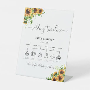 Gelbes Blumige Hochzeit Zeitplan-Schild Sockelschild