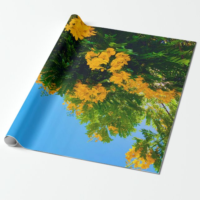 Gelbes Blütenpapier Geschenkpapier (Ungerollt)