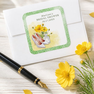 Gelbes Brautparty Quadratischer Aufkleber