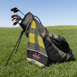 Gelbes Buffalo-Kariertes Muster Anfangsmonogramm Golfhandtuch