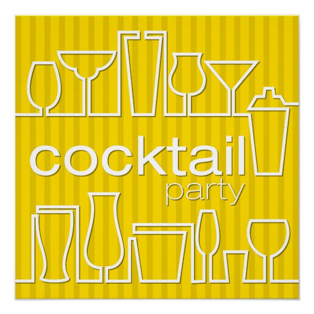 Gelbes Cocktail-Party Poster (Vorderseite)