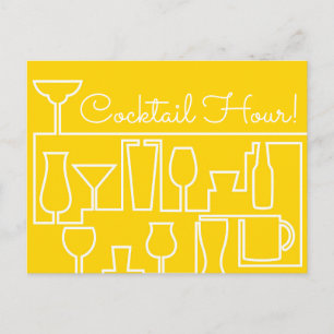 Gelbes Cocktail-Party Postkarte