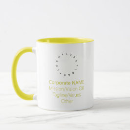 Gelbes Combo für die Werbung mit runden Firmenlogo Tasse