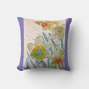 Gelbes Daffodil Blume Blumenkissen Kissen