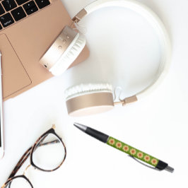 Gelbes Dahlia auf grünem Blumenmuster Kugelschreiber