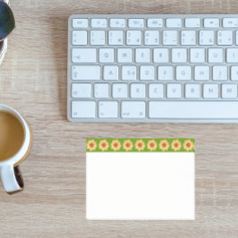 Gelbes Dahlia-Blumenmuster an der grünen Grenze Post-it Klebezettel