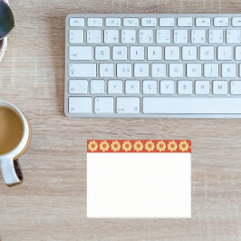 Gelbes Dahlia-Blumenmuster an der roten Grenze Post-it Klebezettel